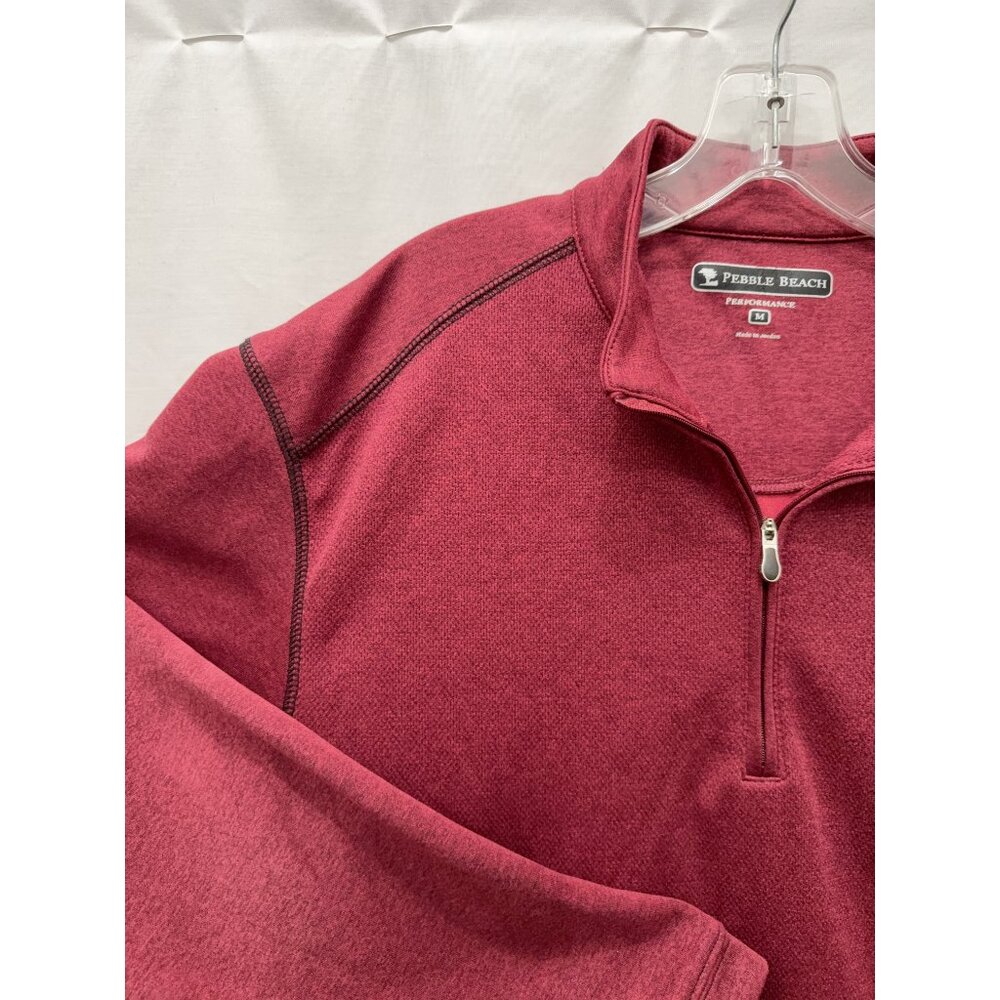 Pebble Beach Mens Merlot Performance Tech Golf 1/4 Zip Country Club Pullover Med - Picture 4 of 7